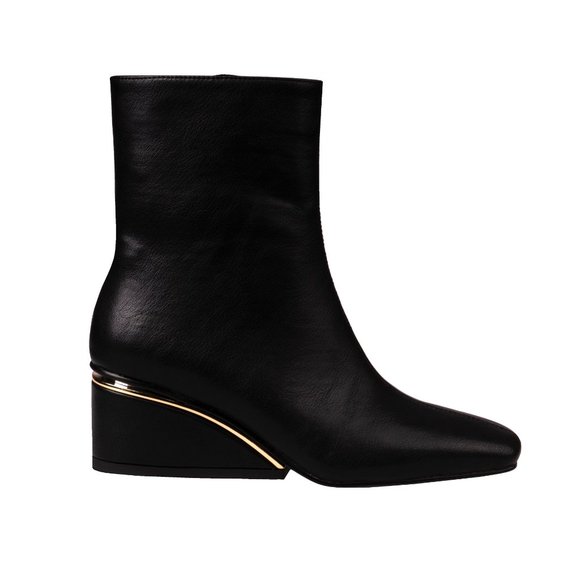 Ninety Union Shoes - Stylish Vintage Womens Black Leather Wedge Ankle Boots